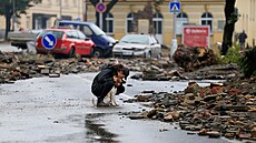 Na snímku opadající voda v Jeseníku. (16. zá�í 2024)
