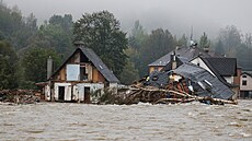 Na snímku opadající voda v Jeseníku. (16. zá�í 2024)