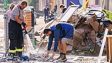 Odklízení následk� povodní ve m�st� Jeseník