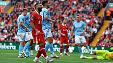 Liverpoolský úto�ník Muhamad Salah b�hem nepovedeného utkání proti Nottinghamu.