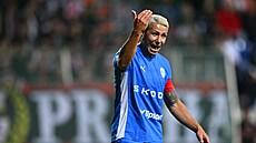 Mladoboleslavský kapitán Marek Suchý b�hem zápasu se Slavií.