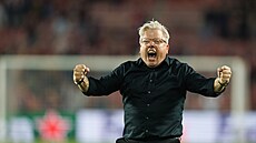 Lars Friis, kou� Sparty, v emocích po výh�e nad Salcburkem.