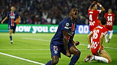 Nuno Mendes slaví vít�zný gól PSG proti Giron�.