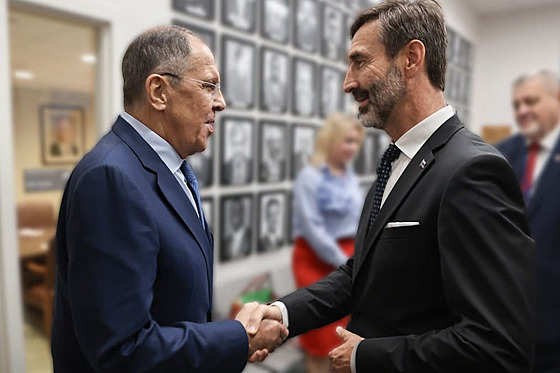 Slovenský ministr zahranií Juraj Blanár (vpravo) se setkal s éfem ruské...