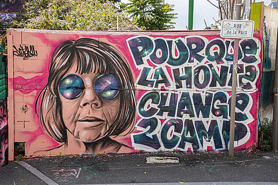 Graffiti na motivy pípadu z francouzského Mazanu, kde dchodce Dominique...
