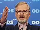 Petr Fiala na tiskové konferenci ve �tábu ODS. (28. zá�í 2024)