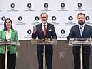 Tisková konference p�edsed� stran koalice SPOLU po jednání o odchodu Pirátské...