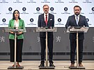 Tisková konference p�edsed� stran koalice SPOLU po jednání o odchodu Pirátské...