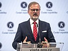 Premiér Petr Fiala na tiskové konferenci p�edsed� stran koalice SPOLU po...
