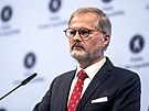 Premiér Petr Fiala na tiskové konferenci p�edsed� stran koalice SPOLU po...
