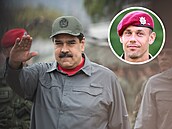 Venezuelský prezident Nicolás Maduro a ve výezu aktivní záloník ze 43....