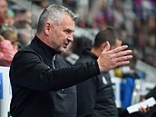 Trenér David ermák z Kladna bhem utkání s Libercem.