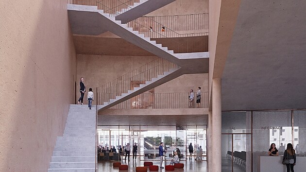 Objekt bude m�t dv� ��sti, mezi kter�mi je hlavn� atrium se vstupem.