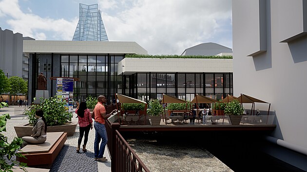 Vizualizace budouc� podoby okol� V��deln� kolon�dy ze studie SPLZaK podle n�vrhu architekta V�clava Kouby.