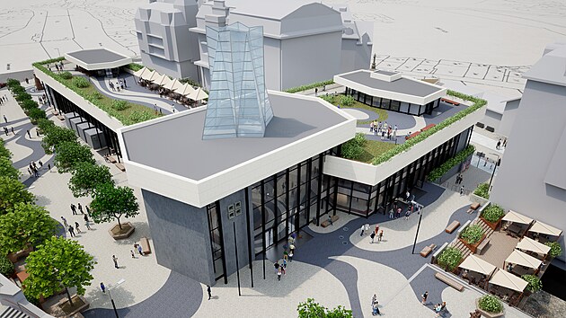 Vizualizace budouc� podoby okol� V��deln� kolon�dy ze studie SPLZaK podle n�vrhu architekta V�clava Kouby.