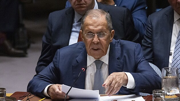 Rusk� ministr zahrani�� Sergej Lavrov na 79. zased�n� Valn�ho shrom�d�n� OSN. (28. z��� 2024)