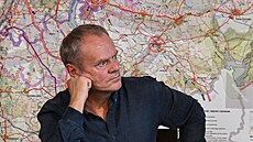 Donald Tusk na zasedání krizového �tábu ve �t�tín� (20. zá�í 2024)