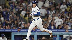 �ohei Ohtani z Los Angeles Dodgers b�hem zápasu s Colorado Rockies v MLB.