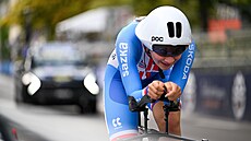 Juniorská cyklistka Nela Ka�kovská b�hem �asovky na MS v Curychu.