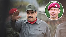 Venezuelský prezident Nicolás Maduro a ve výezu aktivní záloník ze 43....