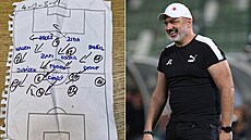 Papírek se zm�nou formace, který svým sv��enc�m p�edal slávistický trenér...