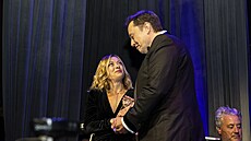 Americký podnikatel Elon Musk pedává cenu Global Citizen Award od think-tanku...