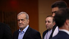 Íránský prezident Masúd Peze�kján na Valném shromá�d�ní OSN. (24. zá�í 2024)