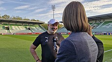 Slávistický trenér Jind�ich Trpi�ovský p�i rozhovoru pro bulharská média.