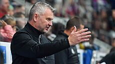 Trenér David ermák z Kladna bhem utkání s Libercem.