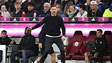 Trenér Leverkusenu Xabi Alonso b�hem utkání s Bayernem Mnichov.