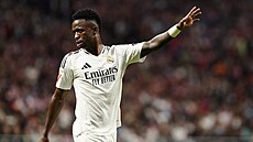 Úto�ník Realu Madrid Vinícius Júnior b�hem utkání s Atleticem Madrid.