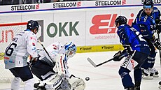 Plzeský branká Nick Malík v akci.