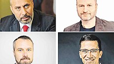 Ve druhém kole senátních voleb se v prost�jovském obvodu utká Franti�ek Jura z ANO (vlevo naho�e) s Pavlem Dopitou z SPD (vpravo naho�e), v �umperském pak Miroslav Adámek z ANO (vlevo dole) a nezávislý kandidát Stanislav Balík.