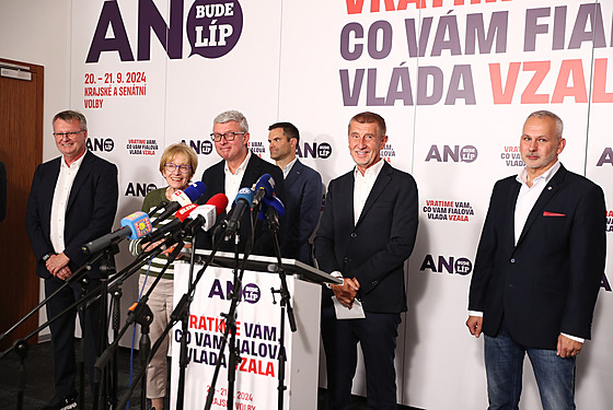 Tisková konference vítzného hnutí ANO po skonení voleb. (21. záí 2024)