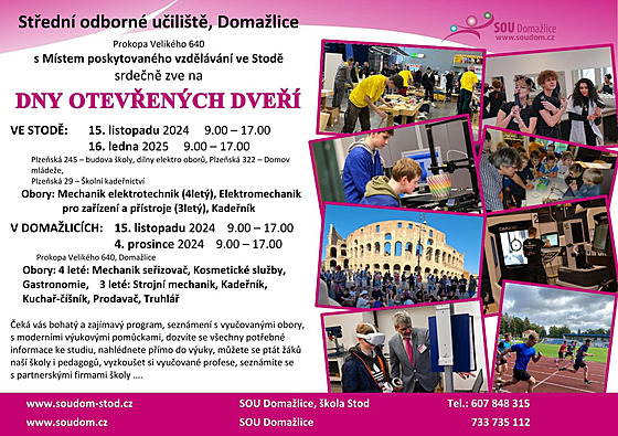 SOU Domalice oteve zájemcm své dvee u v polovin listopadu