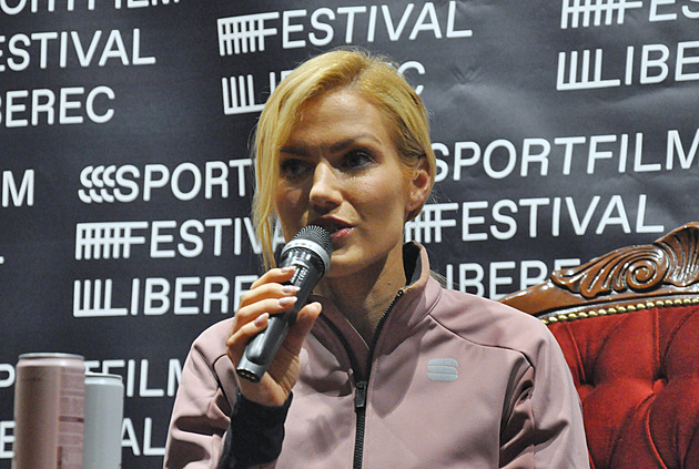 Gabriela Soukalové bhem besedy s návtvníky Sportfilmu Liberec (5. íjna 2024)