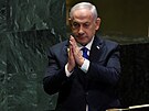Izraelský premiér Benjamin Netanjahu hovo�í na p�d� OSN v New Yorku. (27. zá�í...