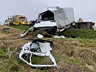 Nehoda dod�vky a n�kladn�ho auta u obce Krup� na Rakovnicku. (8. ��jna 2024)
