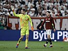 Sparané Peter Vindahl a Martin Vitík bhem utkání proti Slavii.
