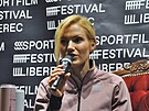 Gabriela Soukalov bhem besedy s nvtvnky Sportfilmu Liberec (5. jna 2024)