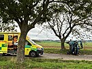 Nehoda auta u an, idi byl transportovn vrtulnkem do Fakultn nemocnice...