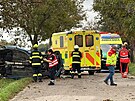 Nehoda auta u an, idi byl transportovn vrtulnkem do Fakultn nemocnice...