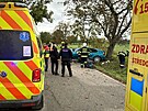 Nehoda auta u an, idi byl transportovn vrtulnkem do Fakultn nemocnice...