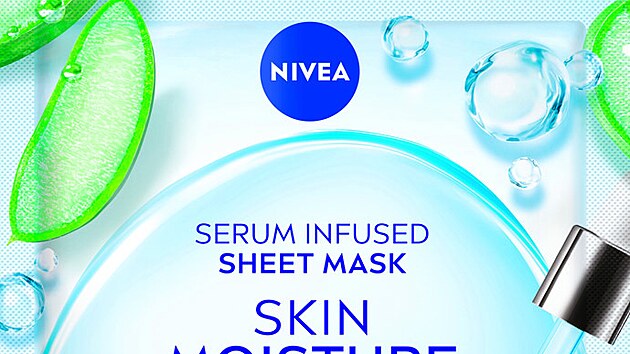 Nivea, hydrata�n� textiln� maska, s kyselinou hyaluronovou a aloe vera, cena 70 K�