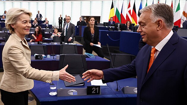 Ma�arsk� premi�r Viktor Orb�n na plen�rn�m zased�n� Evropsk�ho parlamentu ve �trasburku p�edstavil priority p�edsednictv� sv� zem� v Rad� EU. (9. ��jna 2024)