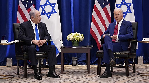 Benjamin Netanjahu a Joe Biden b�hem setk�n� v New Yorku (20. z��� 2023)