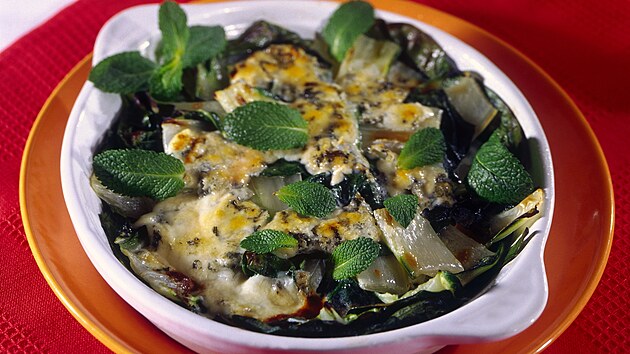 Zelenina - Mangold gratinovaný s rokfórem