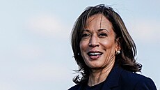Kamala Harrisová bhem návtvy oblastí zasaených hurikánem Helene (5. íjna...