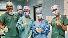 Lékaský tým Ortopedické kliniky FNOL, který jako první v esku dokonil...