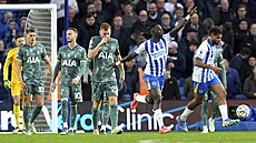 Útoník Brightonu Yankuba Minteh slaví obrat v utkání proti Tottenhamu.